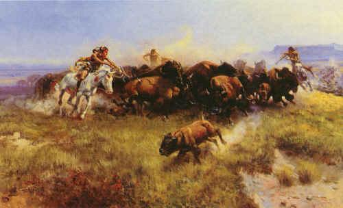 Charles M Russell The Buffalo Hunt France oil painting art